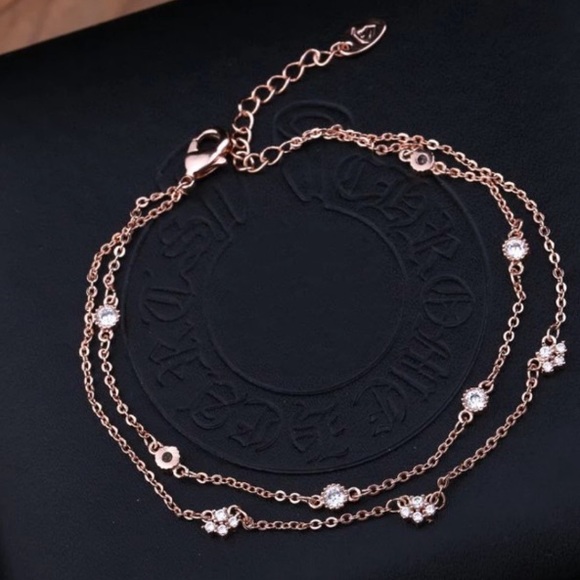 Rose Gold Diamond Double Chain Bracelet - Picture 5 of 5